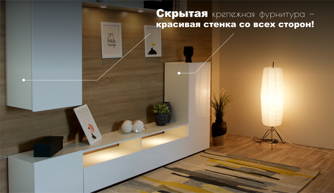 Стенка Лия белый/белый глянец — изображение 8