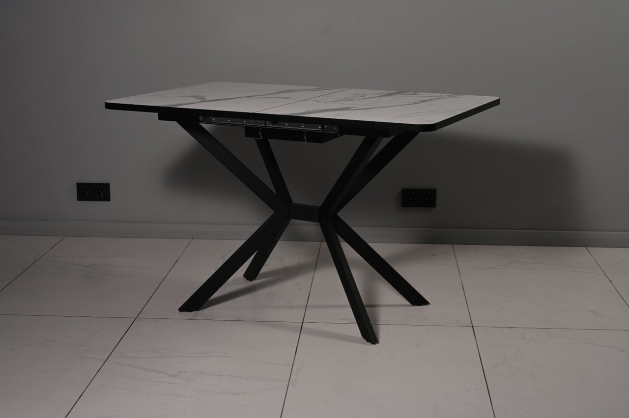 Стол Саен 28 Пластик Мрамор белый 3027/черный муар (120х80) — изображение 2