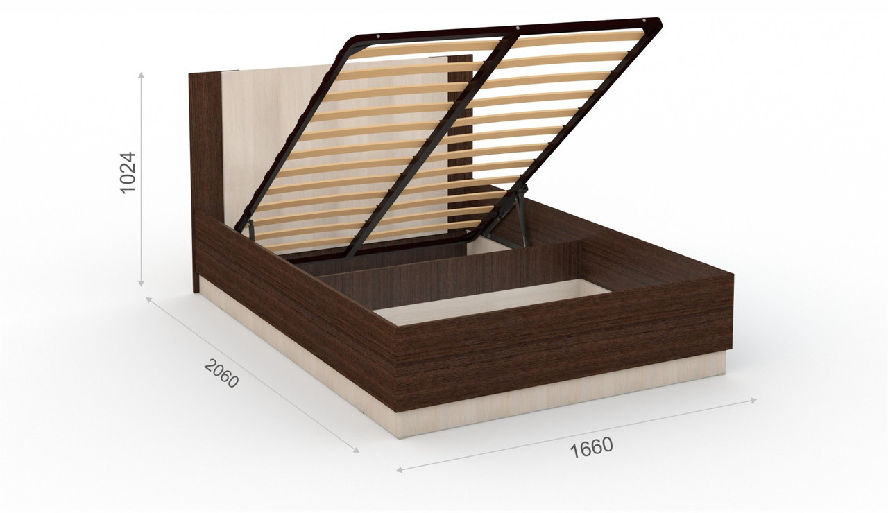 Кровать "Аврора" 160*200(подьемник) с основанием венге/дуб молочный — изображение 2