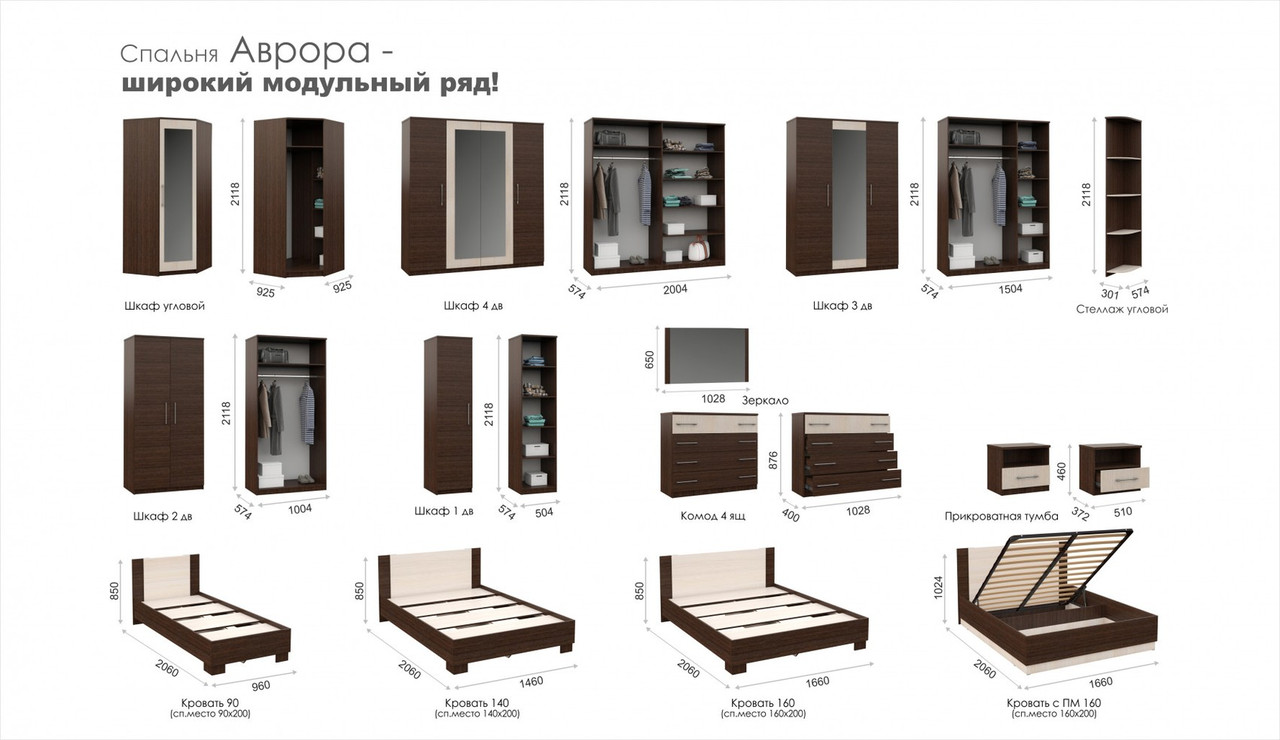 Кровать "Аврора" 160*200(подьемник) с основанием венге/дуб молочный — изображение 4