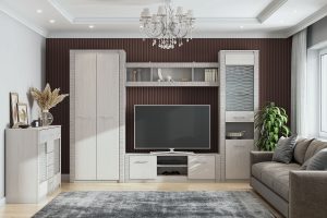 Тумба для ТВ SV-МЕБЕЛЬ (МС Гамма 20 К) (1600) Серия №4 Ясень анкор светлый/Сандал светл
