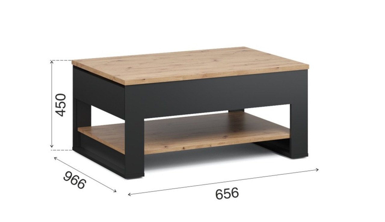 Гостиная Тринити Стол журнальный Дуб онтарио/Чёрный — изображение 3