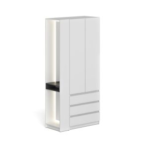 Система Феникс-3 Вайт Шкаф 80 2д3ящ Белый+ТО консоль+Зеркала LED
