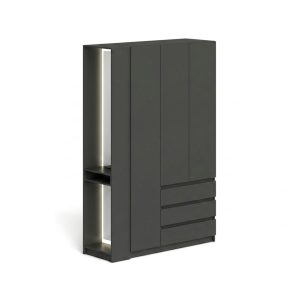 Система Феникс-3 Шкаф 120 3д3ящ Графит+ТО консоль+Зеркала LED